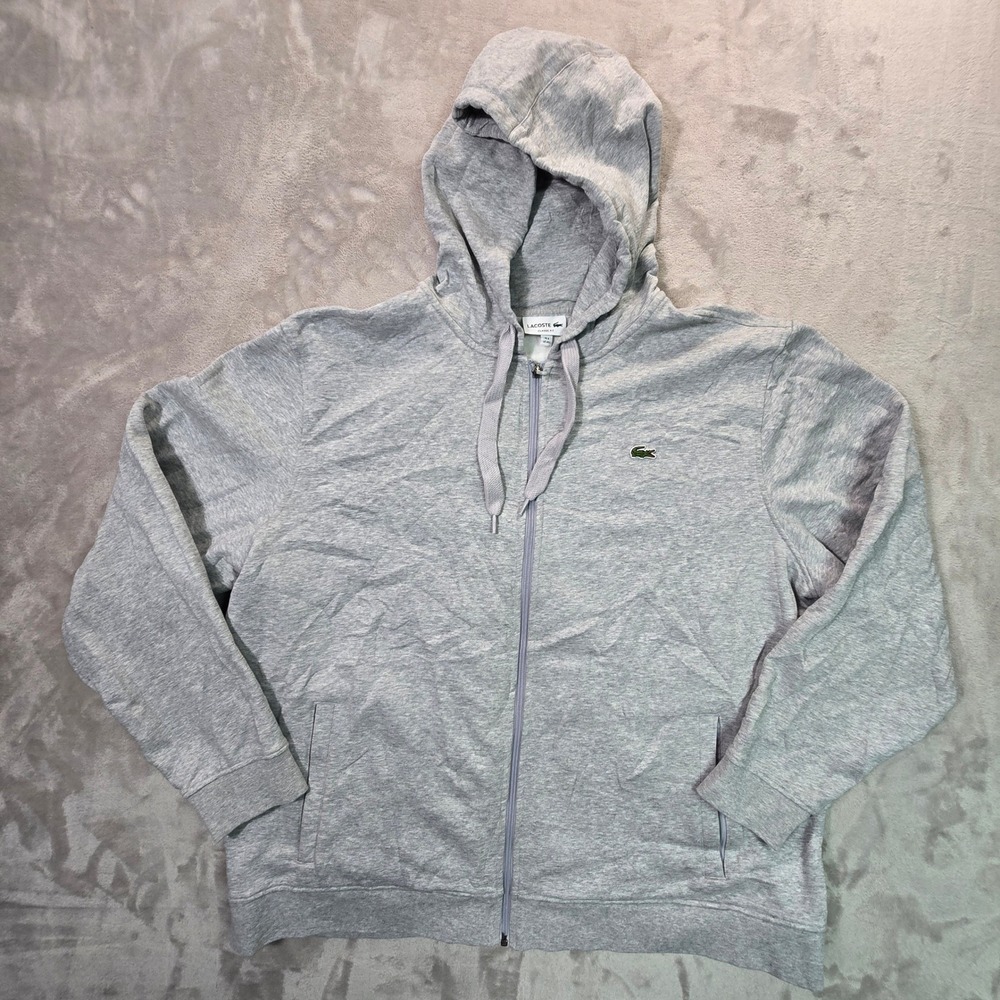 Lacoste Sport Mens Gray Full Zip Hoodie Classic Fit SH1551 Size XL